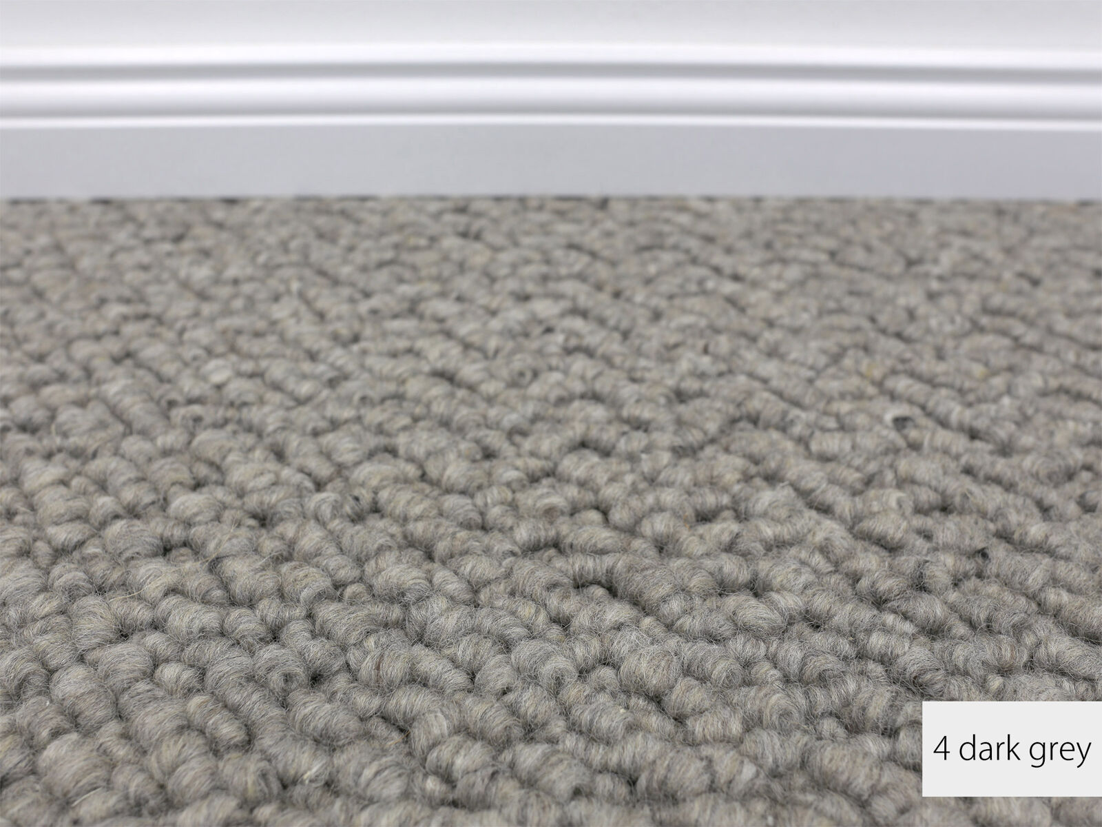 Titan Berber Teppichboden, 100% Wolle, 400 & 500cm Breite, 4 dark grey, Mustermaterial