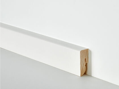 Sockelleiste Fichte weiß foliert | Massivholz weiß foliert | 240cm lang