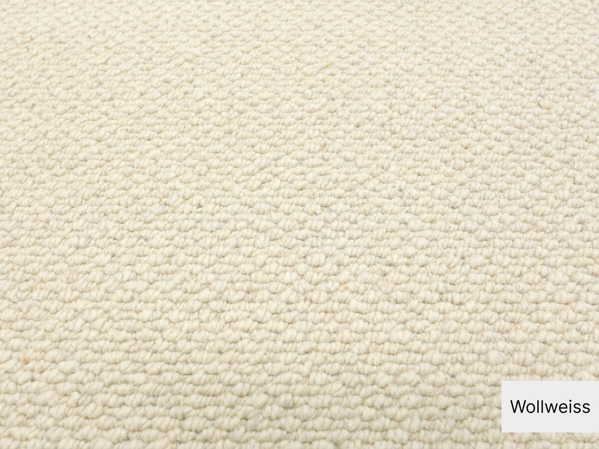 | Raummaß | Schlingen & | Bern Wolle Teppichboden Breite Wollweiß 400cm 100% | Mustermaterial