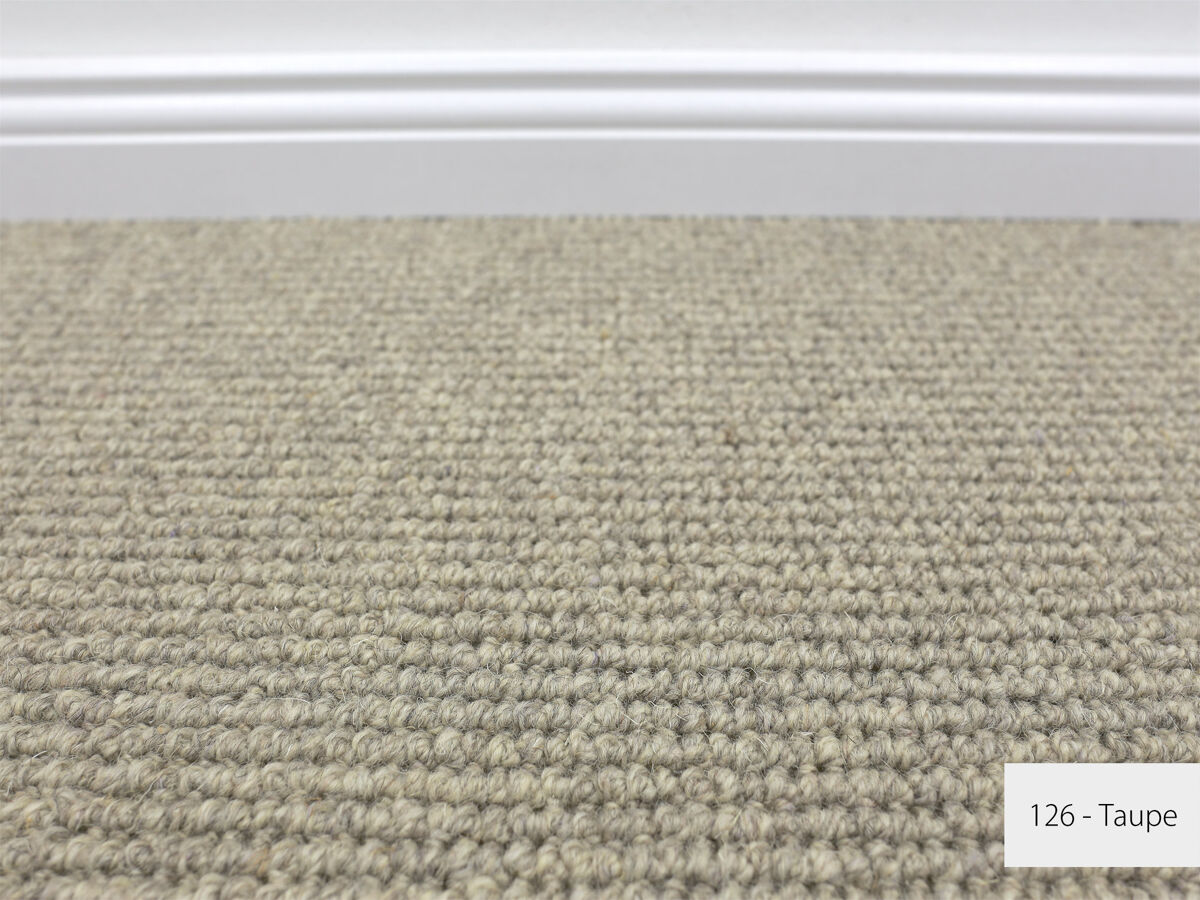 Softer Sisal Teppichboden, 100% Schurwolle, 400 & 500 cm Breite, 126 -  Taupe, Mustermaterial