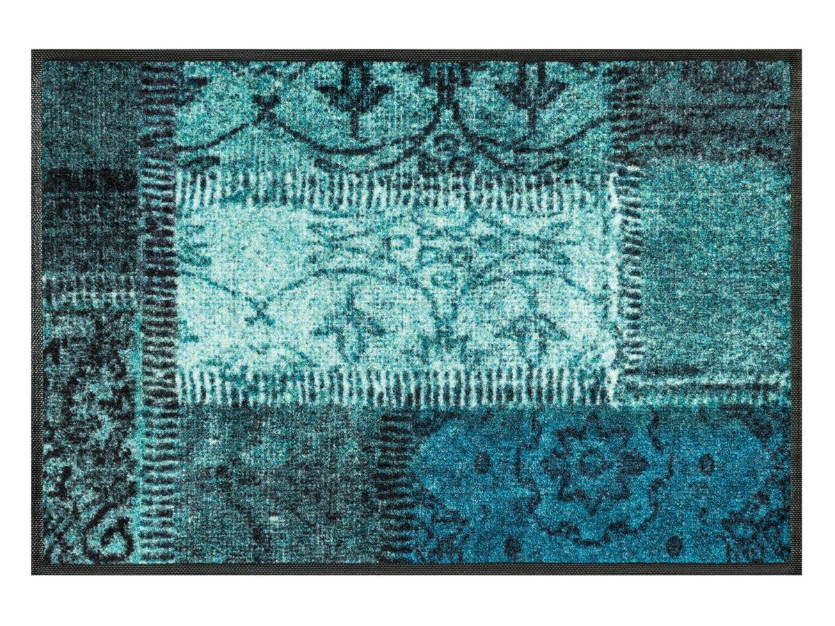 Wash+Dry Fußmatte Vintage Patches türkis verschiedene Größen | | 50 x 75 12147 | cm