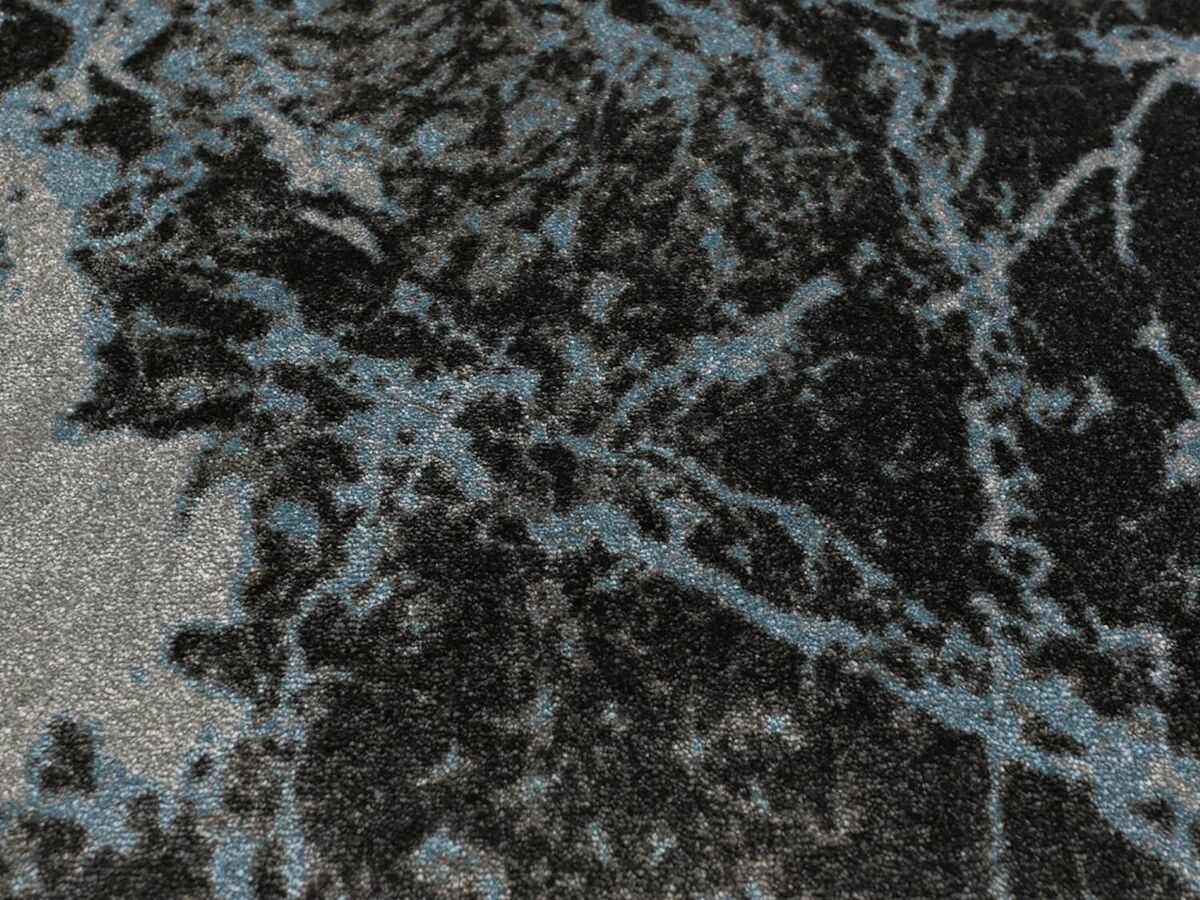 SALE Noah Marble Blau-Schwarz Kettelteppich