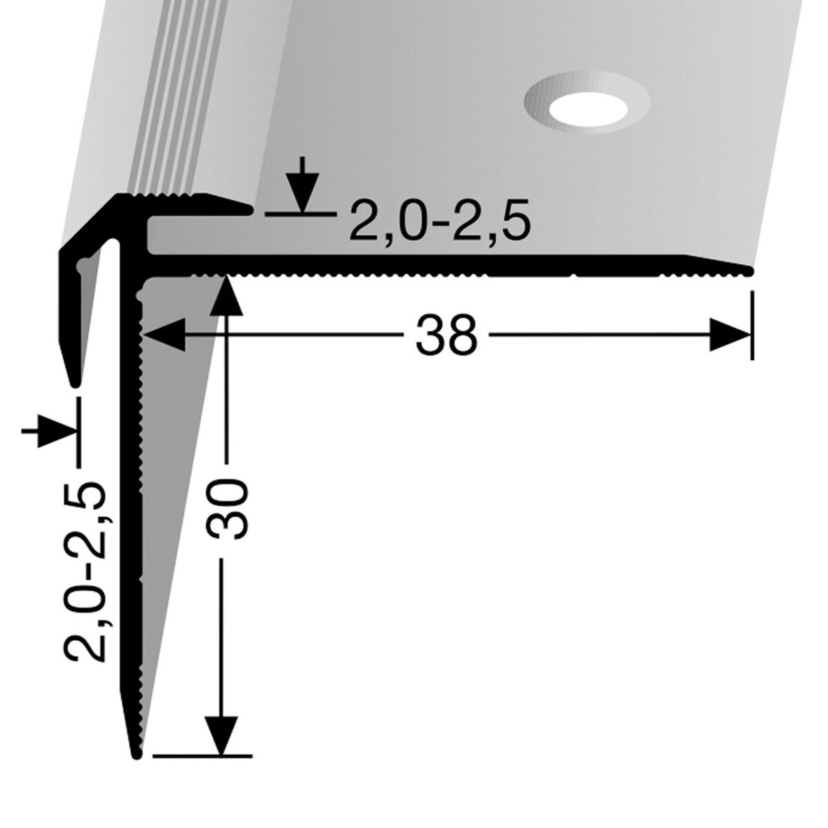 Küberit Treppenkantenprofil 832 | zum Schrauben | 250 cm | 2 Farben