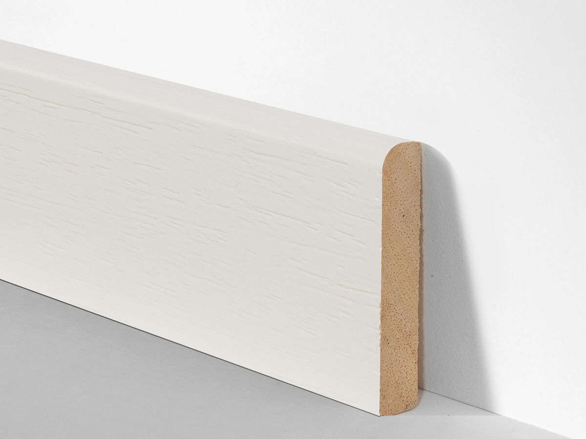 Sockelleiste 13x60mm | Massivholz weiß lackiert | 240cm lang | 75150112