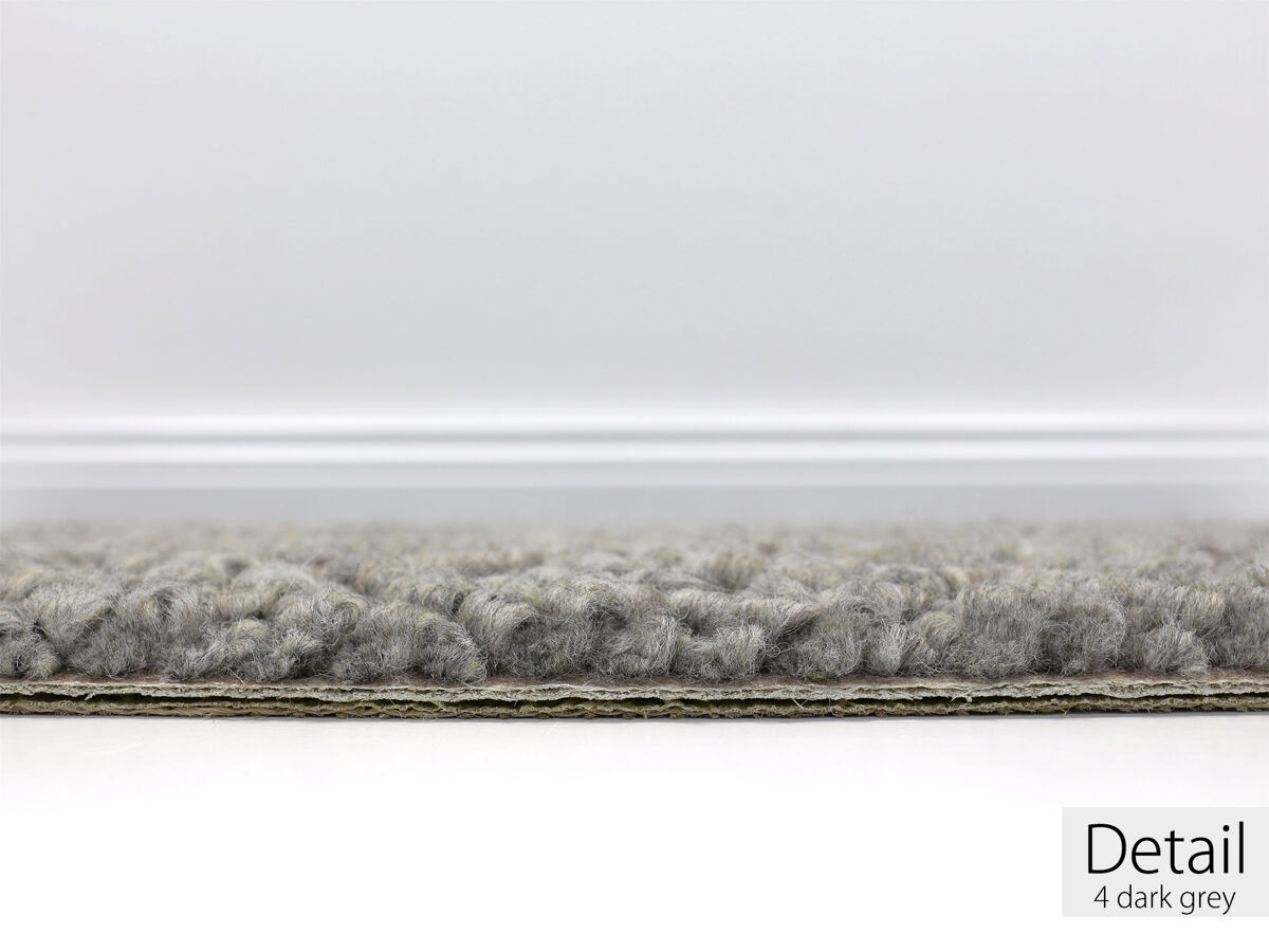 Titan Berber Teppichboden, 100% Wolle, 400 & 500cm Breite, 4 dark grey, Mustermaterial