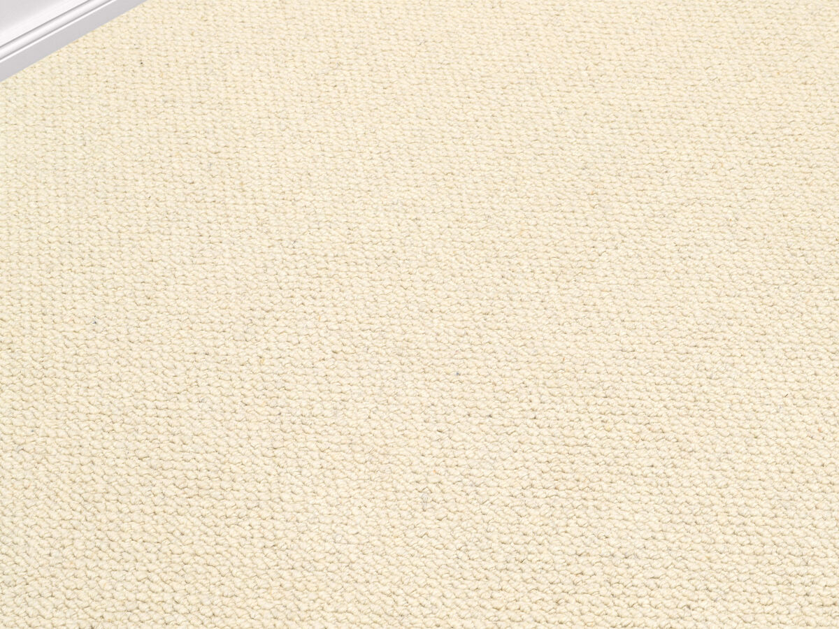 Bern Schlingen Teppichboden | Raummaß 100% | Wolle Wollweiß 400cm | Mustermaterial | & Breite