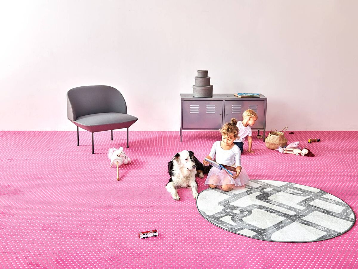 Bijou Petticoat Vorwerk Teppichboden | mit Punkten | 400cm Breite & Raummaß